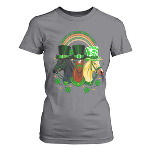 Funny St Patrick's Day Horse T Shirt For Women Happy St Horsetrick's Day Shamrock TS11 Charcoal Print Your Wear