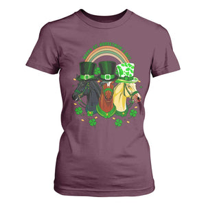 Funny St Patrick's Day Horse T Shirt For Women Happy St Horsetrick's Day Shamrock TS11 Maroon Print Your Wear