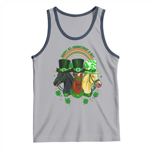 Funny St Patrick's Day Horse Tank Top Happy St Horsetrick's Day Shamrock TS11 Athletic Heather Navy Print Your Wear