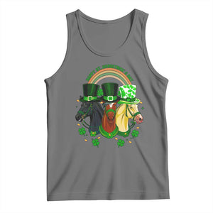 Funny St Patrick's Day Horse Tank Top Happy St Horsetrick's Day Shamrock TS11 Black Heather Print Your Wear