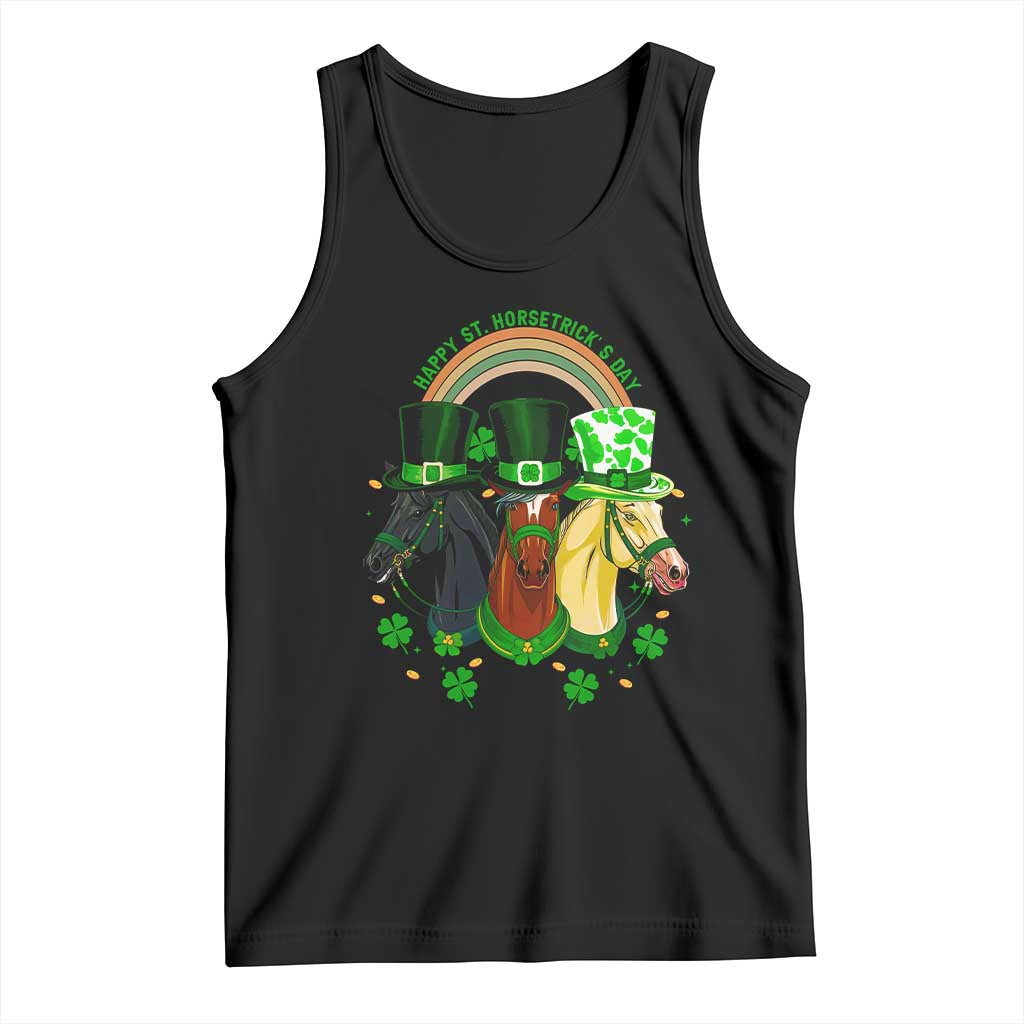 Funny St Patrick's Day Horse Tank Top Happy St Horsetrick's Day Shamrock TS11 Black Print Your Wear
