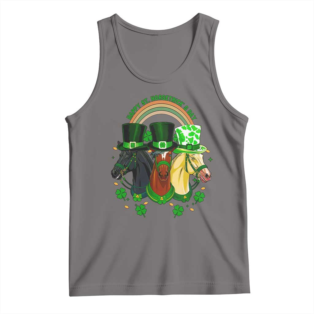 Funny St Patrick's Day Horse Tank Top Happy St Horsetrick's Day Shamrock TS11 Deep Heather Print Your Wear