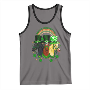 Funny St Patrick's Day Horse Tank Top Happy St Horsetrick's Day Shamrock TS11 Deep Heather Black Print Your Wear