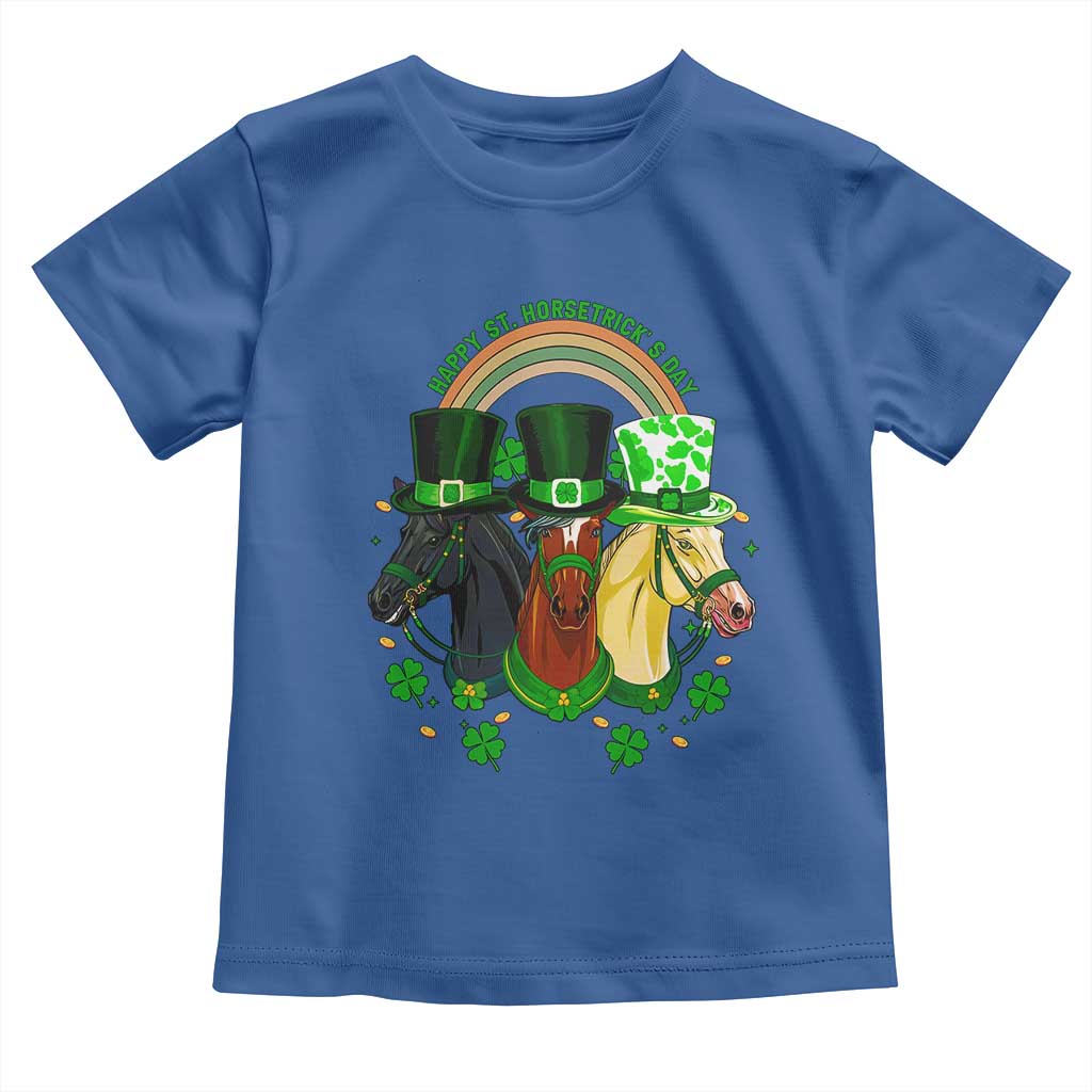 Funny St Patrick's Day Horse Toddler T Shirt Happy St Horsetrick's Day Shamrock TS11 Royal Blue Print Your Wear