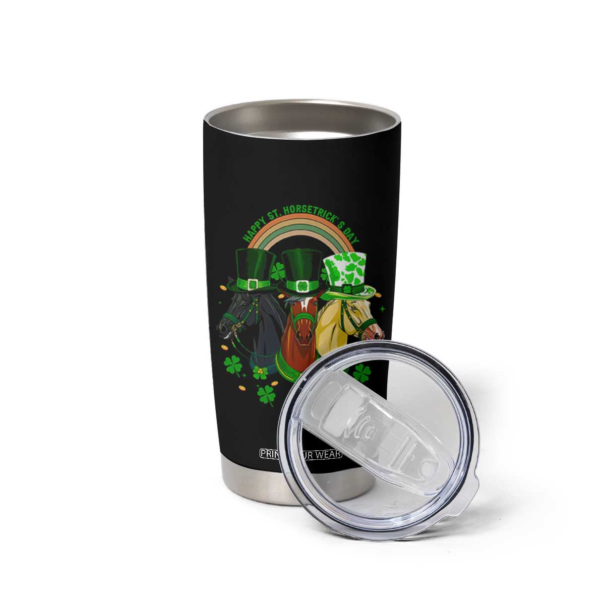 Funny St Patrick's Day Horse Tumbler Cup Happy St Horsetrick's Day Shamrock TS11 Print Your Wear