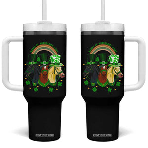 Funny St Patrick's Day Horse Tumbler With Handle Happy St Horsetrick's Day Shamrock TS11 One Size: 40 oz Black Print Your Wear