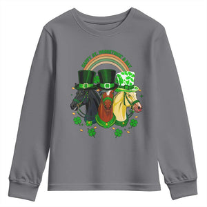 Funny St Patrick's Day Horse Youth Sweatshirt Happy St Horsetrick's Day Shamrock TS11 Charcoal Print Your Wear