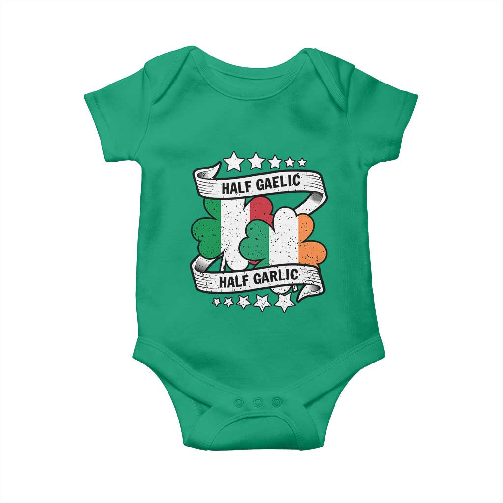 Funny Half Gaelic Half Garlic Baby Onesie Irish Italian St. Patrick's Day TS11 Irish Green Print Your Wear