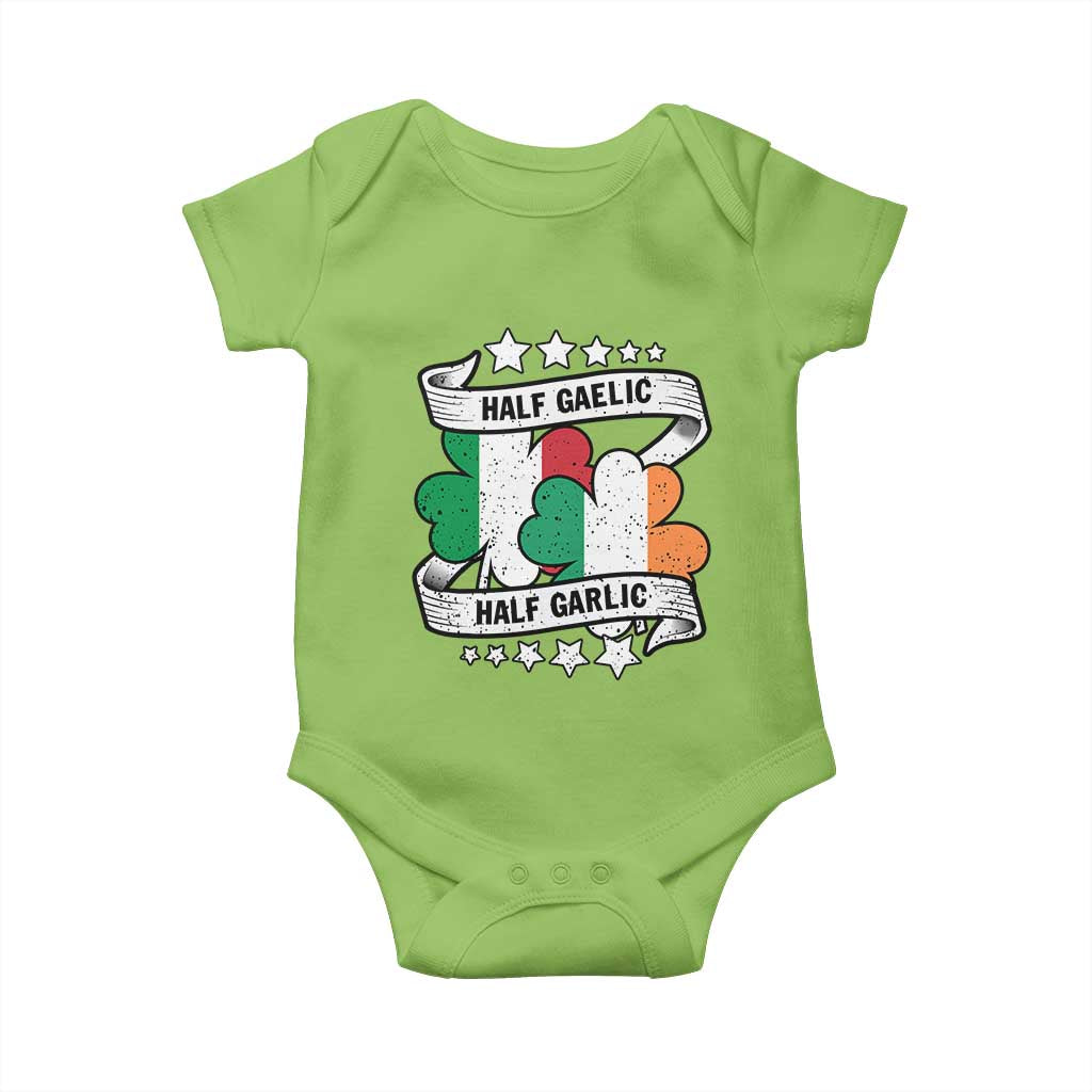Funny Half Gaelic Half Garlic Baby Onesie Irish Italian St. Patrick's Day TS11 Lime Print Your Wear