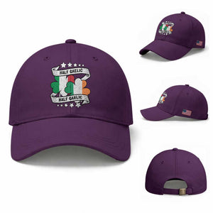 Funny Half Gaelic Half Garlic Baseball Cap Irish Italian St. Patrick's Day TS11 Baseball Cap Universal Fit Purple Print Your Wear