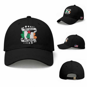 Funny Half Gaelic Half Garlic Baseball Cap Irish Italian St. Patrick's Day TS11 Baseball Cap Universal Fit Black Print Your Wear