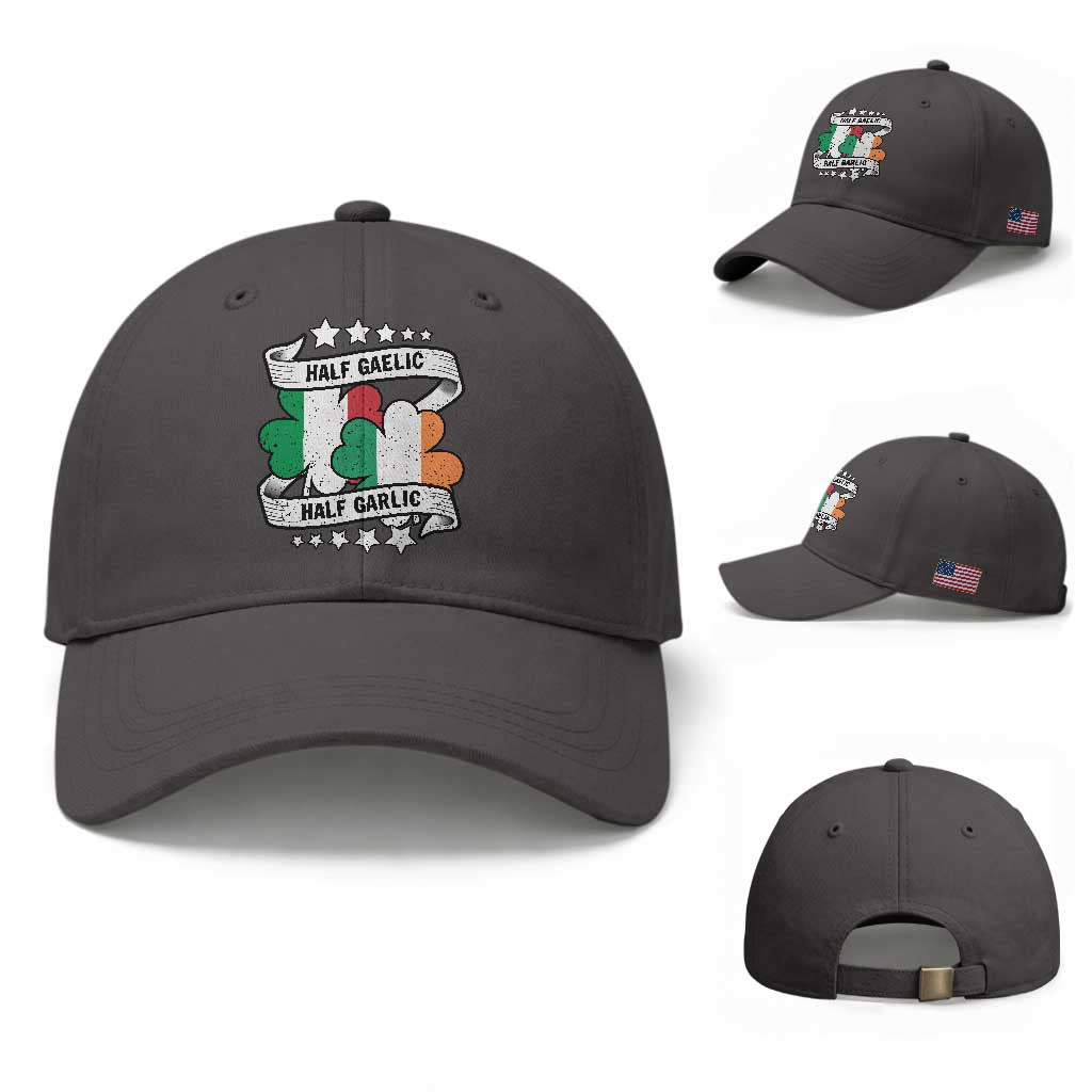 Funny Half Gaelic Half Garlic Baseball Cap Irish Italian St. Patrick's Day TS11 Baseball Cap Universal Fit Dark Gray Print Your Wear