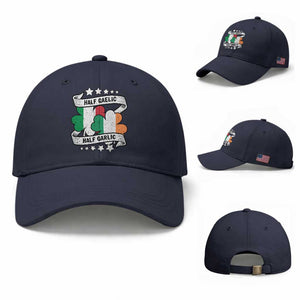 Funny Half Gaelic Half Garlic Baseball Cap Irish Italian St. Patrick's Day TS11 Baseball Cap Universal Fit Navy Print Your Wear