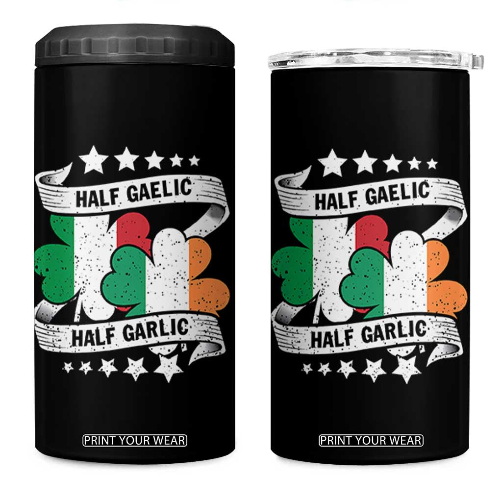 Funny Half Gaelic Half Garlic 4 in 1 Can Cooler Tumbler Irish Italian St. Patrick's Day TS11 One Size: 16 oz Black Print Your Wear