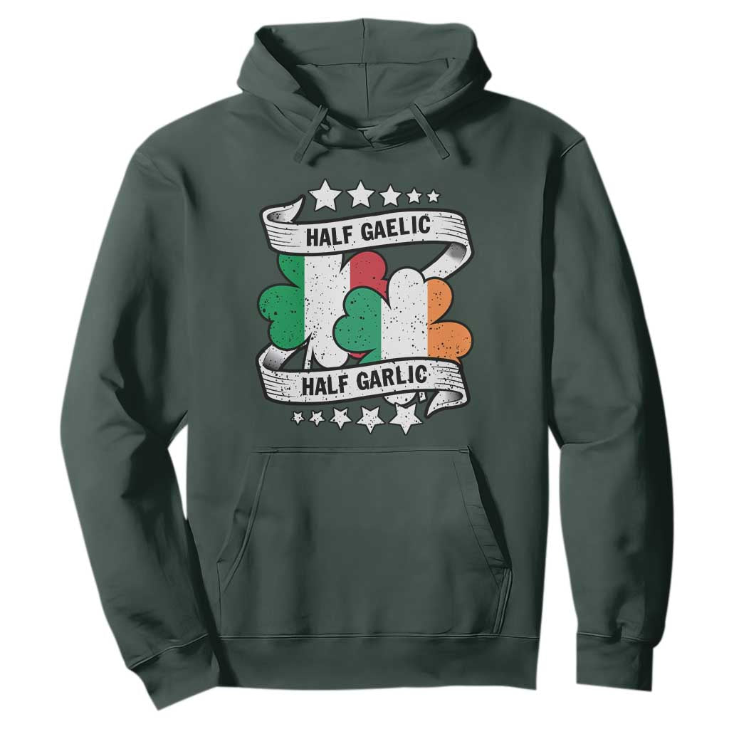 Funny Half Gaelic Half Garlic Hoodie Irish Italian St. Patrick's Day TS11 Dark Forest Green Print Your Wear