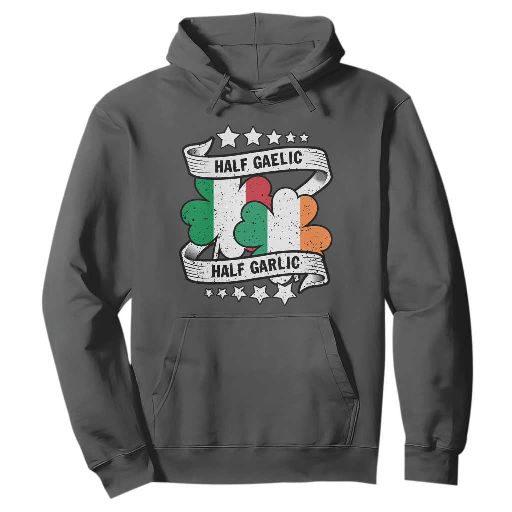 Funny Half Gaelic Half Garlic Hoodie Irish Italian St. Patrick's Day TS11 Dark Heather Print Your Wear