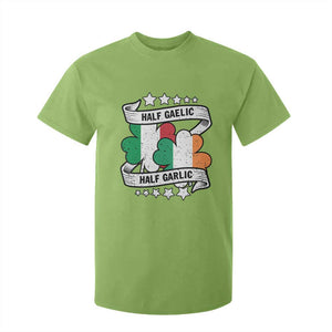 Funny Half Gaelic Half Garlic T Shirt For Kid Irish Italian St. Patrick's Day TS11 Lime Print Your Wear