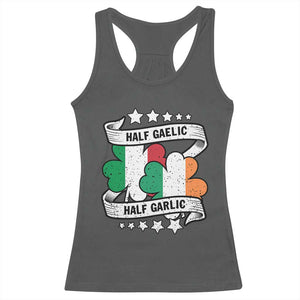 Funny Half Gaelic Half Garlic Racerback Tank Top Irish Italian St. Patrick's Day TS11 Dark Heather Print Your Wear
