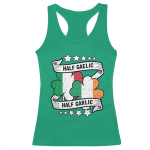 Funny Half Gaelic Half Garlic Racerback Tank Top Irish Italian St. Patrick's Day TS11 Irish Green Print Your Wear
