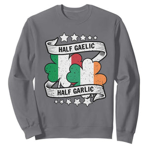 Funny Half Gaelic Half Garlic Sweatshirt Irish Italian St. Patrick's Day TS11 Charcoal Print Your Wear