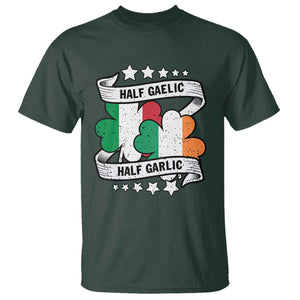 Funny Half Gaelic Half Garlic T Shirt Irish Italian St. Patrick's Day TS11 Dark Forest Green Print Your Wear