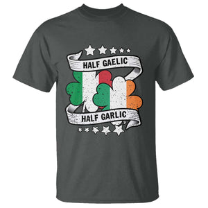 Funny Half Gaelic Half Garlic T Shirt Irish Italian St. Patrick's Day TS11 Dark Heather Print Your Wear