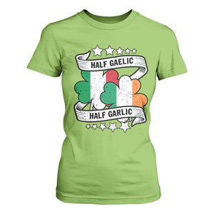 Funny Half Gaelic Half Garlic T Shirt For Women Irish Italian St. Patrick's Day TS11 Lime Print Your Wear