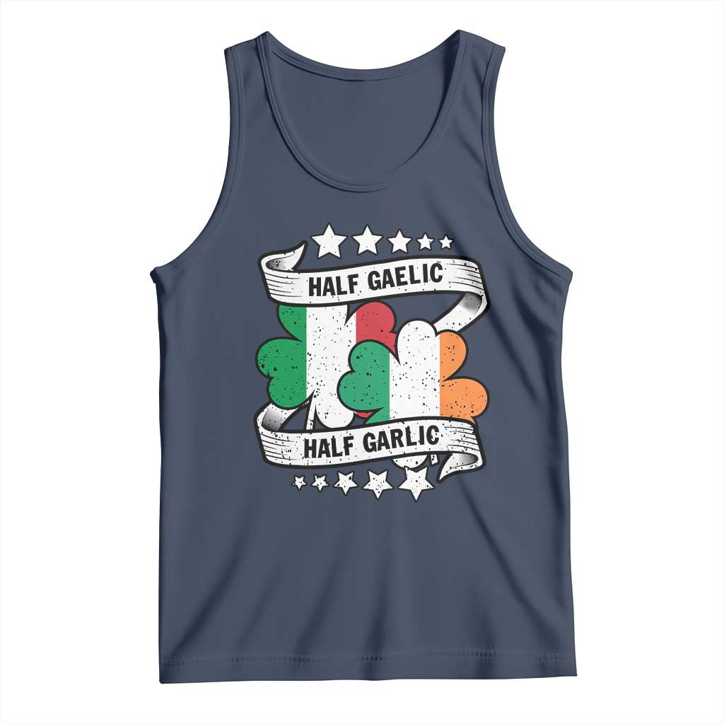 Funny Half Gaelic Half Garlic Tank Top Irish Italian St. Patrick's Day TS11 Navy Print Your Wear