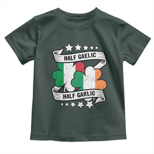 Funny Half Gaelic Half Garlic Toddler T Shirt Irish Italian St. Patrick's Day TS11 Dark Forest Green Print Your Wear