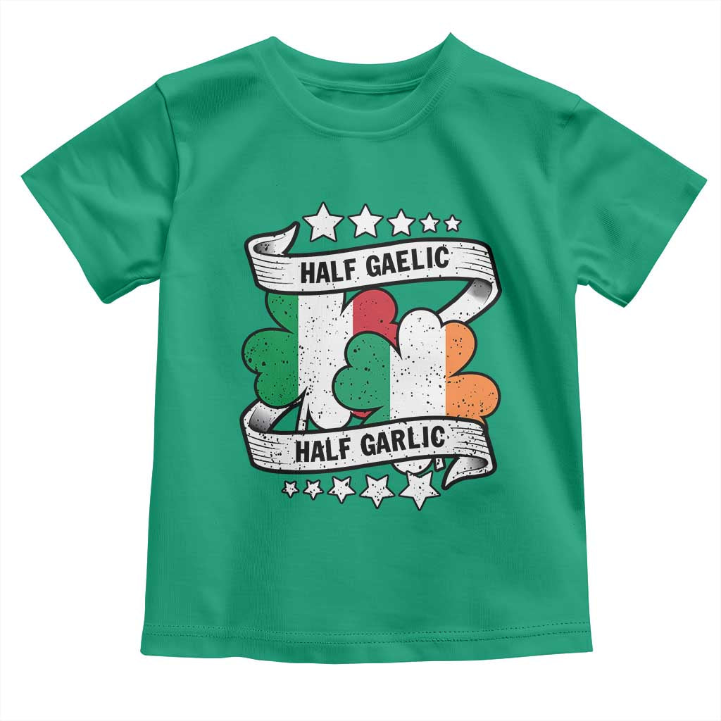 Funny Half Gaelic Half Garlic Toddler T Shirt Irish Italian St. Patrick's Day TS11 Irish Green Print Your Wear