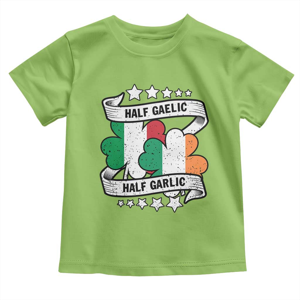 Funny Half Gaelic Half Garlic Toddler T Shirt Irish Italian St. Patrick's Day TS11 Lime Print Your Wear