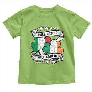 Funny Half Gaelic Half Garlic Toddler T Shirt Irish Italian St. Patrick's Day TS11 Lime Print Your Wear