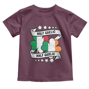 Funny Half Gaelic Half Garlic Toddler T Shirt Irish Italian St. Patrick's Day TS11 Maroon Print Your Wear