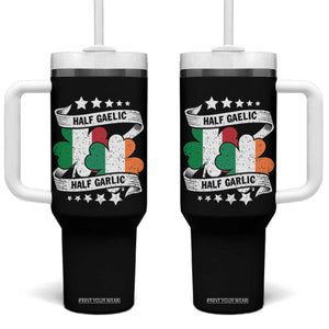 Funny Half Gaelic Half Garlic Tumbler With Handle Irish Italian St. Patrick's Day TS11 One Size: 40 oz Black Print Your Wear