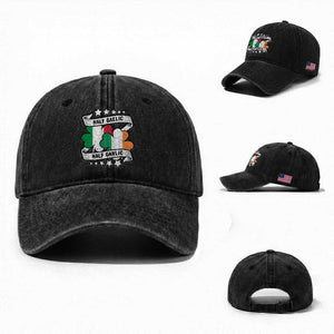 Funny Half Gaelic Half Garlic Washed Cotton Baseball Cap Irish Italian St. Patrick's Day TS11 Washed Cap Universal Fit Black Print Your Wear
