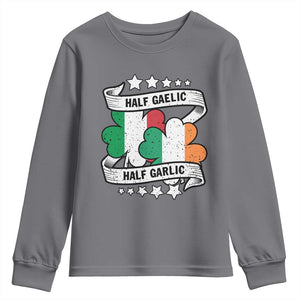 Funny Half Gaelic Half Garlic Youth Sweatshirt Irish Italian St. Patrick's Day TS11 Charcoal Print Your Wear