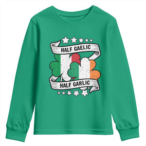 Funny Half Gaelic Half Garlic Youth Sweatshirt Irish Italian St. Patrick's Day TS11 Irish Green Print Your Wear