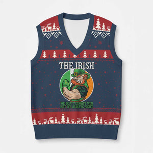 Funny The Irish We Don't Always Win But We Always Fight V-Neck Knit Sweater Vest TS11 Navy Red Print Your Wear