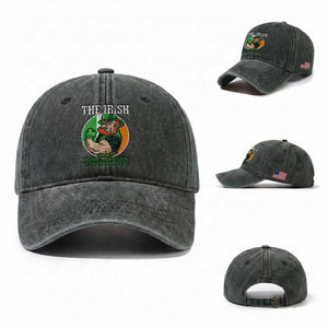 Funny The Irish We Don't Always Win But We Always Fight Washed Cotton Baseball Cap TS11 Washed Cap Universal Fit Dark Green Print Your Wear