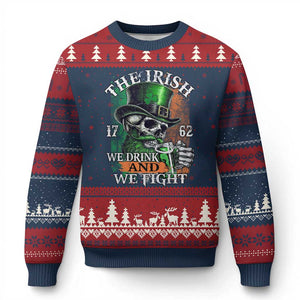 Irish Soldiers 1762 Ugly Christmas Sweater The Irish We Drink And We Fight Shamrock Skull Beer TS11 Navy Red Print Your Wear