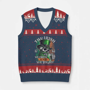 Irish Soldiers 1762 V-Neck Knit Sweater Vest The Irish We Drink And We Fight Shamrock Skull Beer TS11 Navy Red Print Your Wear