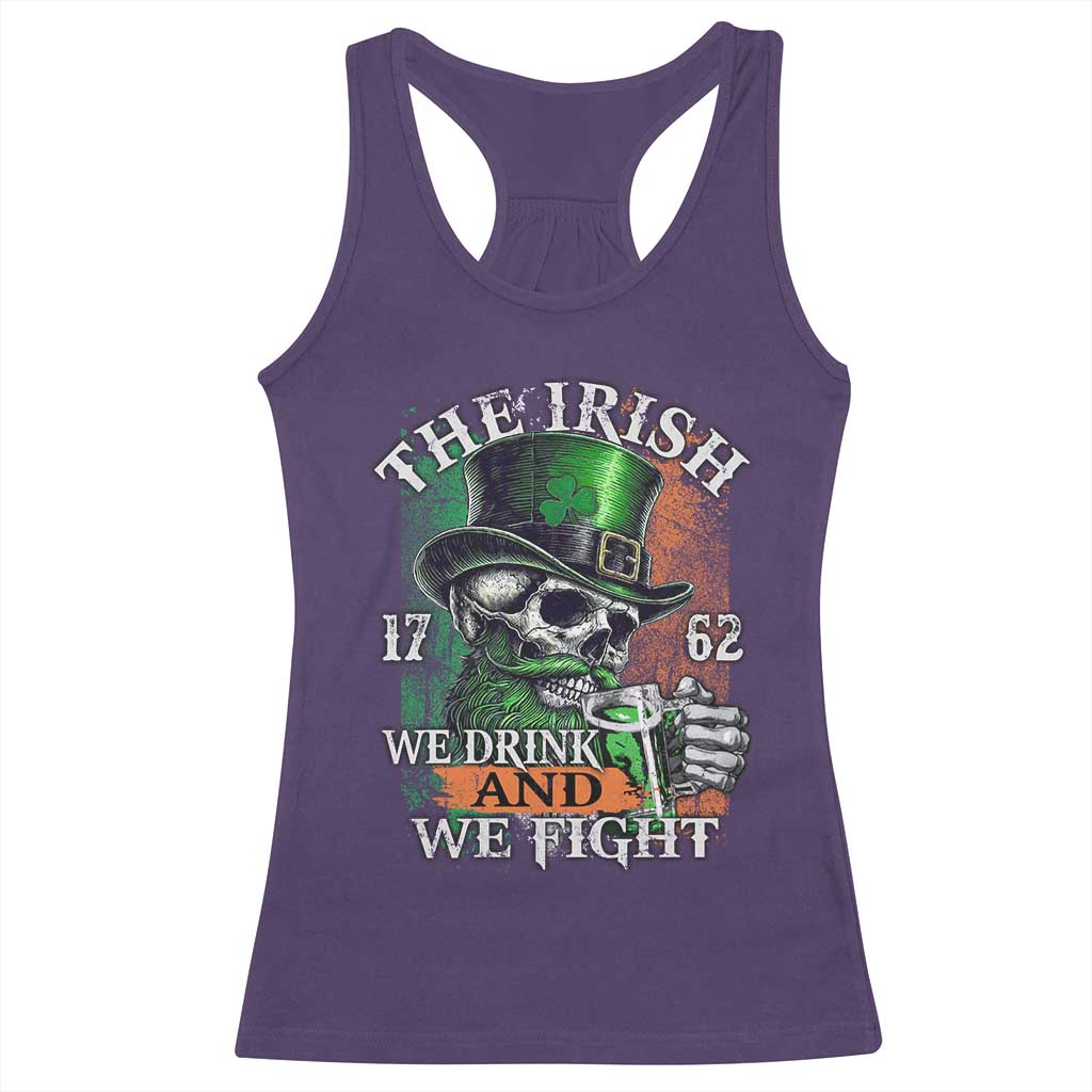 Irish Soldiers 1762 Racerback Tank Top The Irish We Drink And We Fight Shamrock Skull Beer TS11 Purple Print Your Wear