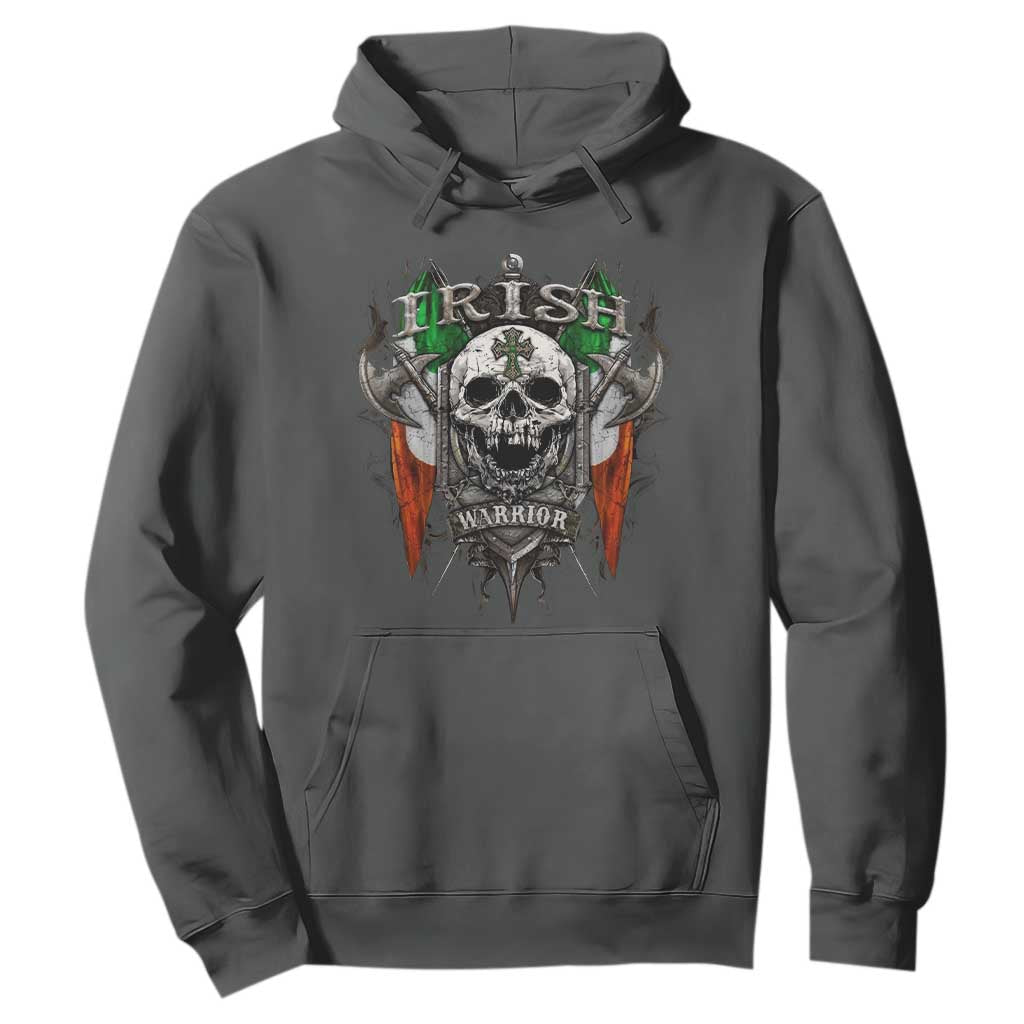 Funny Irish Warrior Hoodie Vintage Skull Celtic Cross Ireland Flag TS11 Dark Heather Print Your Wear