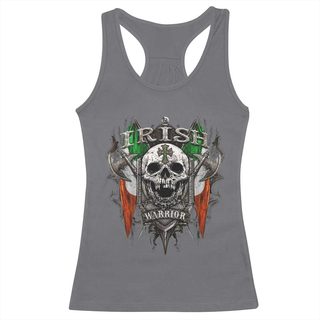Funny Irish Warrior Racerback Tank Top Vintage Skull Celtic Cross Ireland Flag TS11 Charcoal Print Your Wear