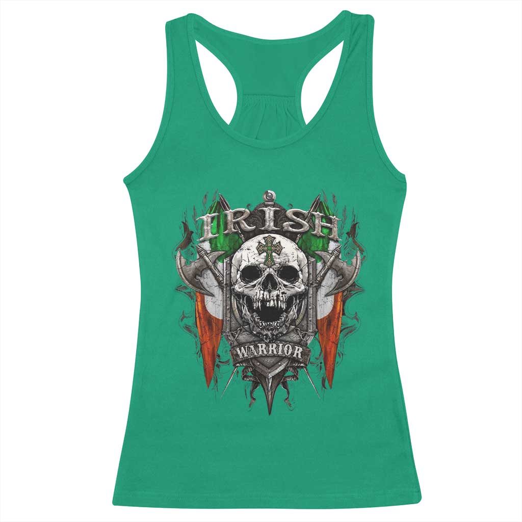 Funny Irish Warrior Racerback Tank Top Vintage Skull Celtic Cross Ireland Flag TS11 Irish Green Print Your Wear