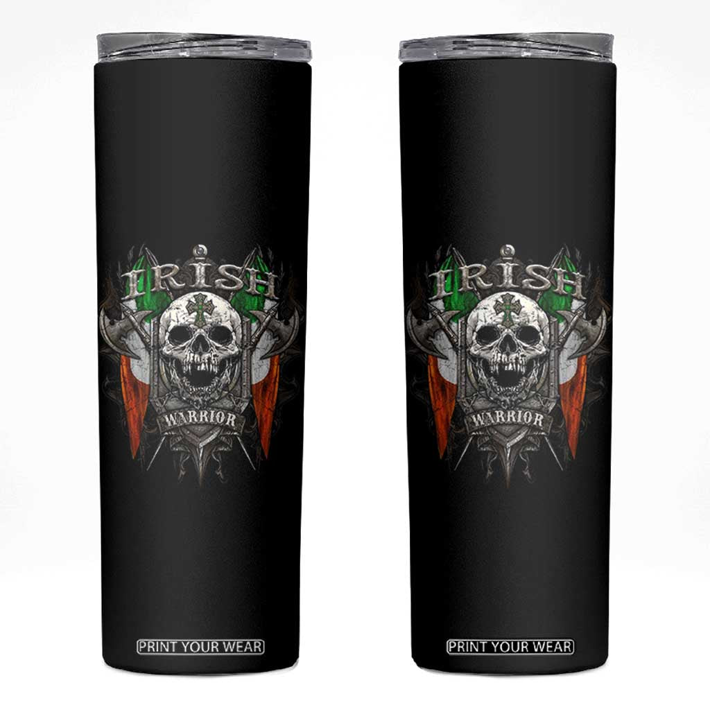 Funny Irish Warrior Skinny Tumbler Vintage Skull Celtic Cross Ireland Flag TS11 Black Print Your Wear