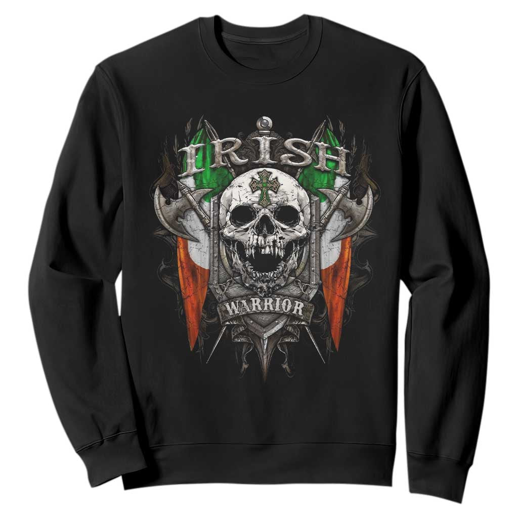 Funny Irish Warrior Sweatshirt Vintage Skull Celtic Cross Ireland Flag TS11 Black Print Your Wear