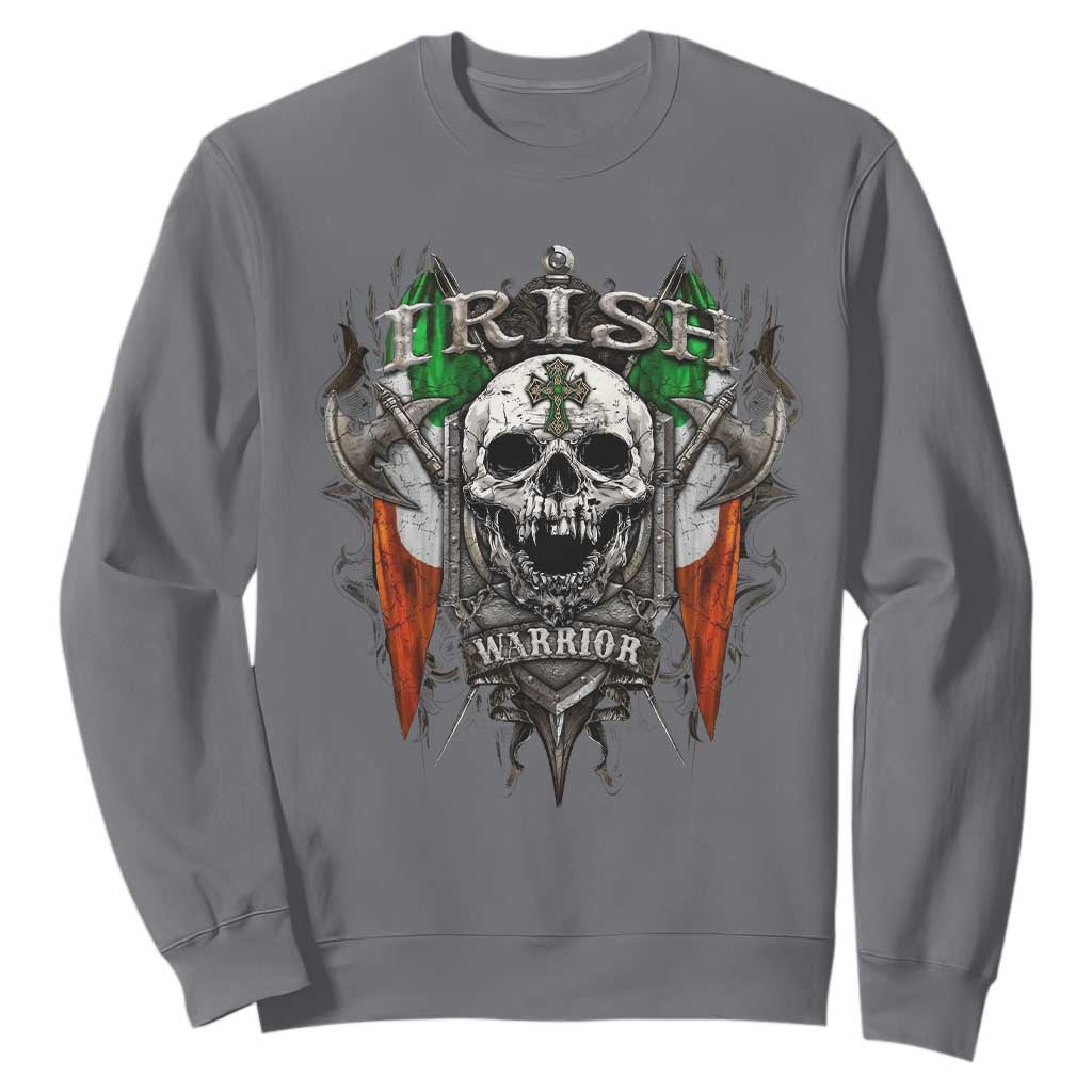 Funny Irish Warrior Sweatshirt Vintage Skull Celtic Cross Ireland Flag TS11 Charcoal Print Your Wear