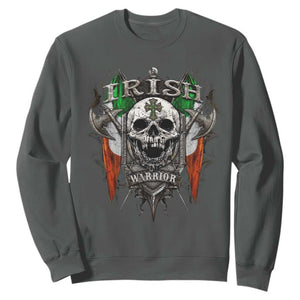 Funny Irish Warrior Sweatshirt Vintage Skull Celtic Cross Ireland Flag TS11 Dark Heather Print Your Wear