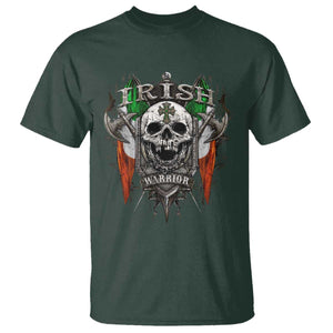 Funny Irish Warrior T Shirt Vintage Skull Celtic Cross Ireland Flag TS11 Dark Forest Green Print Your Wear